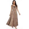 OSTOO Women's 2024 Summer Boho Floral Print Tiered Casual Flowy Long Maxi Dress Khaki - Image 3