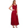 OSTOO Women's 2024 Summer Boho Floral Print Tiered Casual Flowy Long Maxi Dress Red - Image 4