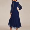 Ever-Pretty Women's Chiffon V Neck Long Sleeves Pleated A-Line Midi Length Wedding Guest Dress 01926 - Image 2