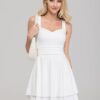 IWD Women's Square Neck Sleeveless Mini Dress Ruched Waist Tiered Ruffle Hem A Line Short Dresses - Image 2