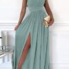Dokotoo Womens 2025 Formal Dresses Wrap V-Neck Ruched Sexy Bridesmaid Wedding Guest Maxi Dresses - Image 4