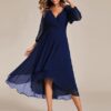 Ever-Pretty Women's Chiffon V Neck Long Sleeves Pleated A-Line Midi Length Wedding Guest Dress 01926 - Image 3