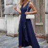 Women Formal Dresses,V Neck Evening Gowns for Women 2024 Long Wedding Guest Party Sleeveless Prom Pockets Dress - Image 4