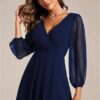 Ever-Pretty Women's Chiffon V Neck Long Sleeves Pleated A-Line Midi Length Wedding Guest Dress 01926 - Image 5