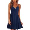 Newshows Women's Summer Dress Spaghetti Strap V Neck Casual Sundress with Pockets - Image 2