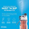O2COOL Mist 'N Sip Misting Water Bottle 2-in-1 Mist And Sip Function With No Leak Pull Top Spout Reusable Sports Water Bottle - 20 oz (Basketball) - Image 4