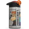 Zak Designs Minecraft - Stainless Steel Water Bottle with One Hand Operation Action Lid and Built-in Carrying Loop, with Straw Spout is Perfect for Kids (15.5 oz, 18/8, BPA-Free) - Image 2