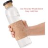 sunkey 32 oz Glass Water Bottle with Time Marker Bamboo Lid Neoprene Sleeve for to Go Travel Gym Home Reusable Eco Friendly Bpa Free (Wood) - Image 3