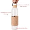sunkey 32 oz Glass Water Bottle with Time Marker Bamboo Lid Neoprene Sleeve for to Go Travel Gym Home Reusable Eco Friendly Bpa Free (Wood) - Image 2