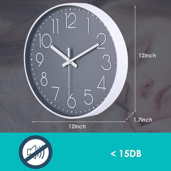 jomparis Wall Clock Non-Ticking Silent Battery Operated Round Wall Clock Modern Simple Style Decor Clock for Home/Office/School/Kitchen/Bedroom/Living Room - Image 3