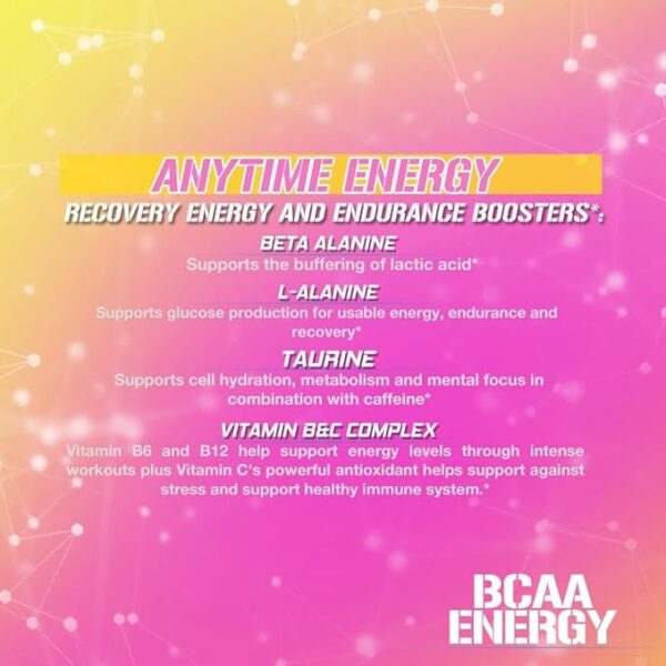 EVL BCAAs Amino Acids Powder - BCAA Energy Pre Workout Powder for Muscle Recovery Lean Growth and Endurance - Rehydrating Post Workout Recovery Drink with Natural Caffeine - Pink Lemonade - Image 4