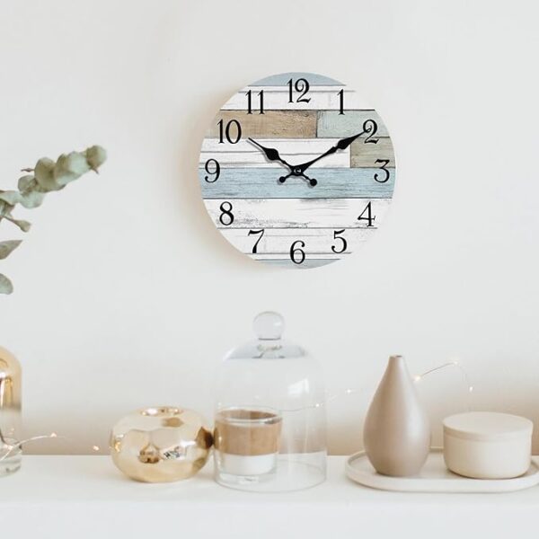 Wall Clock Battery Operated Silent Non Ticking Coastal Design Country Rustic Retro Decorative for Bathroom Kitchen Living Room Bedroom - Image 6
