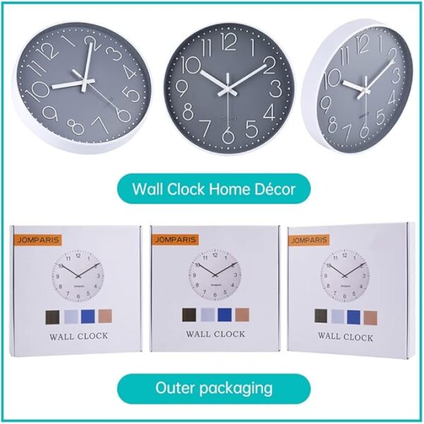 jomparis Wall Clock Non-Ticking Silent Battery Operated Round Wall Clock Modern Simple Style Decor Clock for Home/Office/School/Kitchen/Bedroom/Living Room - Image 5