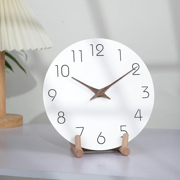 Mosewa Wall Clock Battery Operated White Silent Non Ticking Simple Minimalist Wooden Decorative for Kitchen Bathroom Bedroom Living Room Office - Image 4