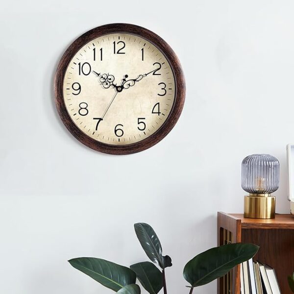 Wall Clock, Vintage Wall Clocks Battery Operated Quartz Silent Non-Ticking Retro Rustic Style Clock Decorative for Kitchen,Bathroom Home Office (Bronze) - Image 4