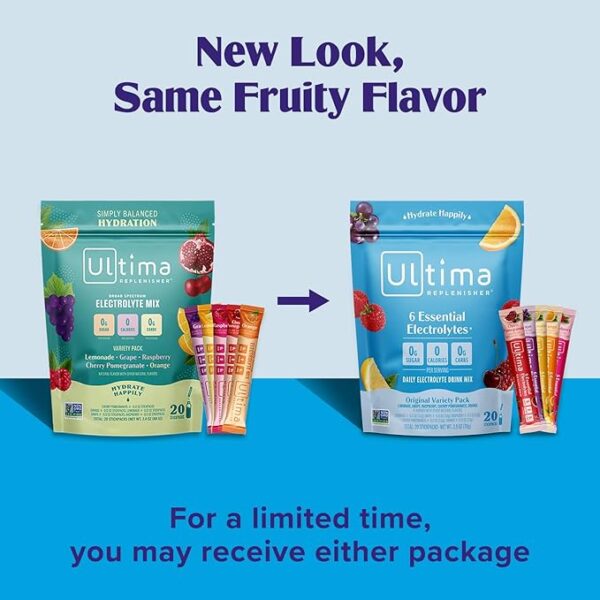 Ultima Replenisher Daily Electrolyte Powder Drink Mix – Original Variety, 20 Stickpacks – Hydration Packets with 6 Electrolytes and Minerals – Keto Friendly, Vegan, Non-GMO and Sugar-Free - Image 2