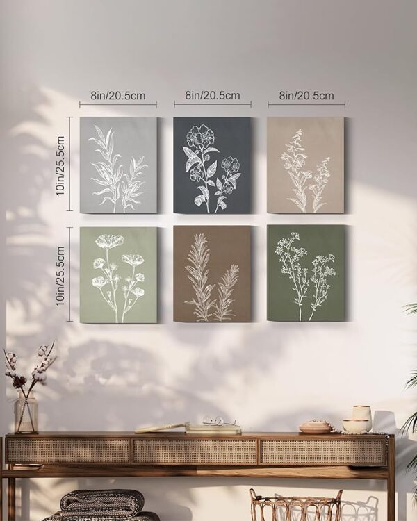 Drsoum Botanical Wall Art Framed Boho Wall Art Decor Wooded Minimalist Vintage Print Modern Rustic Farmhouse Home Kitchen Decor 8x10inx6pcs - Image 4