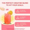 Creatine Monohydrate Powder, Pink Lemonade, Glute Builder Creatine for Women with Collagen, BCAAs, 5g Vegan Micronized Creatine per Serving, for Energy, Muscle Support, 30 Servings - Image 3