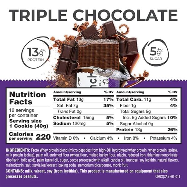 Power Crunch Protein Wafer Bars, High Protein Snacks with Delicious Taste, Triple Chocolate, 1.4 Ounce (12 Count) - Image 3