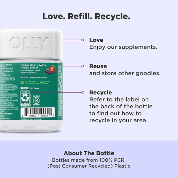 OLLY Muscle Recovery Sleep Gummies, Sleep and Sore Muscle Support, 3mg Melatonin, Tart Cherry, Vitamin D, Berry Flavor - 40 Count - Image 5
