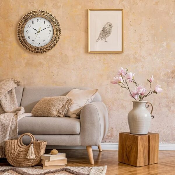 Bekith Wall Clock 12 Inch Silent Non-Ticking Retro Wall Clocks Battery Operated, Round Vintage Decorative Clock for Kitchen, Home, Office, Bedroom, Living Room, Bathroom, School - Image 5