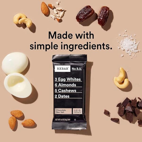 RXBAR Protein Bars, Protein Snack, Snack Bars, Chocolate Sea Salt, 22oz Box (12 Bars) - Image 3
