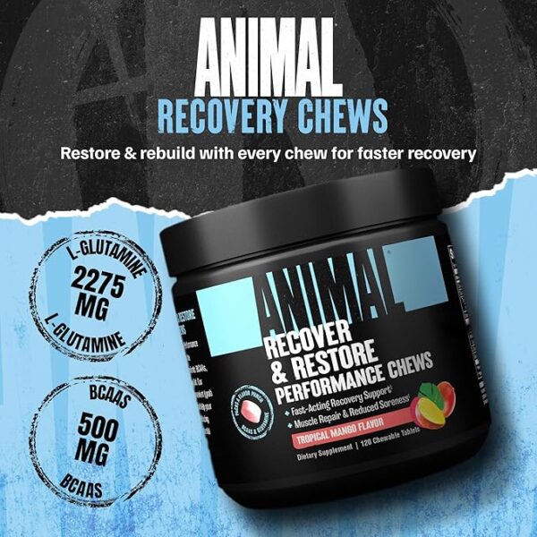 Animal Recovery Chews, Fast Acting Recovery with BCAA, Taurine and Glutamine for Muscle Repair and Hydration - Convenient and Delicious Chews Format - Image 2