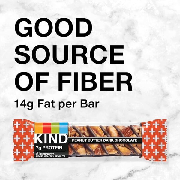KIND Snack Bars, Peanut Butter Dark Chocolate, 7g Protein, Gluten Free Bars, 1.4 OZ, 12 Count - Image 5