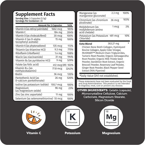 Vitamin Bounty Tune Your Keto Multivitamin – Keto-Specific Nutritional Support with Magnesium, Potassium, and MCT for Energy, Cramp Relief, and Nutrient Optimization, GLP-1 Support - 90 Capsules - Image 3