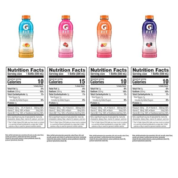 Gatorade Fit Electrolyte Beverage, Healthy Real Hydration, New 2.0 4 Flavor Variety Pack, 16.9.oz Bottles (12 Pack) - Image 3