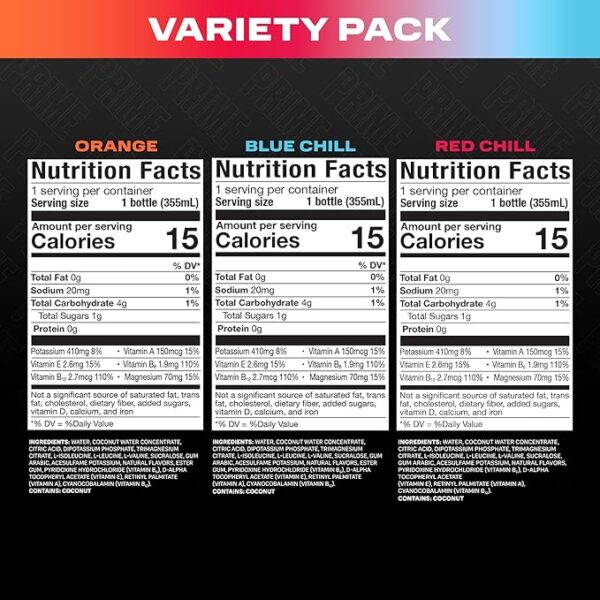Prime ICE Hydration Variety Pack Smooth & Refreshing Low-Calorie Sports Drink with 10% Coconut Water, 500+ mg Electrolytes & Zero Added Sugar, 12 fl oz Bottles, Pack of 15 - Image 2
