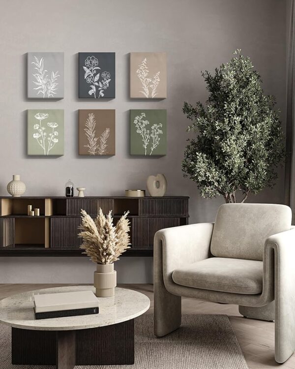 Drsoum Botanical Wall Art Framed Boho Wall Art Decor Wooded Minimalist Vintage Print Modern Rustic Farmhouse Home Kitchen Decor 8x10inx6pcs - Image 3