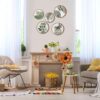 Qunclay 5 Pcs Wall Art Decor Wooden Living Room Wall Decor Bohemian Hanging Farmhouse Geometric 10'' and 8'' Aesthetic Wood Minimalist Posters for Bedroom(Greenery) - Image 4