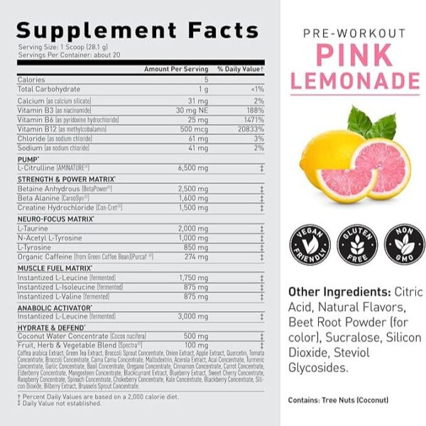 Kaged Original Pre Workout Powder Pink Lemonade Pre-Kaged Formulated with Creatine, Beta Alanine, Pure Caffeine 20 Servings - Image 3