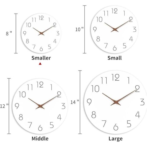 Mosewa Wall Clock Battery Operated White Silent Non Ticking Simple Minimalist Wooden Decorative for Kitchen Bathroom Bedroom Living Room Office - Image 2