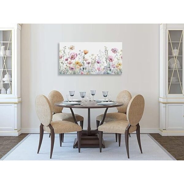 Tucai Decor Floral Wall Art Decor Pink Yellow Purple Flowers Painting Canvas Art for Living Room Bedroom Office Watercolor wildflowers Art Prints 20 x 40 inches Ready to Hang - Image 4