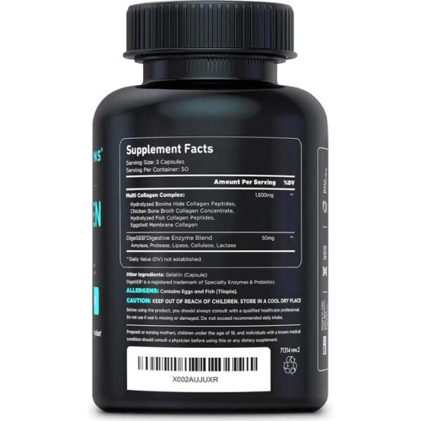 Vital Vitamins Multi Collagen for Women & Men - Type I, II, III, V, X - Grass Fed, Non-GMO - 150 Capsules - Image 5