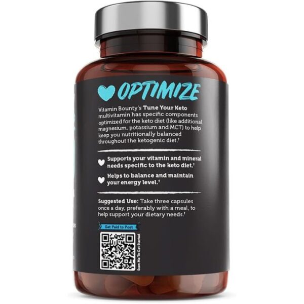 Vitamin Bounty Tune Your Keto Multivitamin – Keto-Specific Nutritional Support with Magnesium, Potassium, and MCT for Energy, Cramp Relief, and Nutrient Optimization, GLP-1 Support - 90 Capsules - Image 2