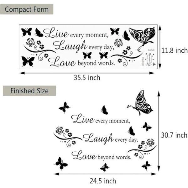 Wall Decal Quote Live Every Moment Laugh Every Day Love Beyond Words Wall Sticker Motivational Wall Decals Family Inspirational Wall Stickers for Bedroom Living Room Window Decor Home Decor. - Image 7