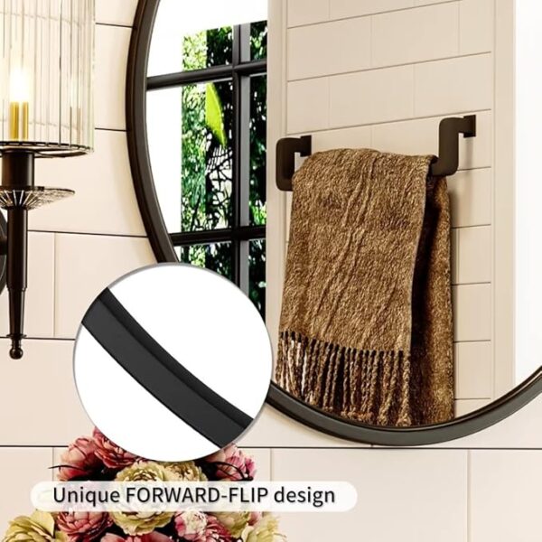 Growsun 24'' Black Round Mirror, Circle Wall Mirror for Bathroom Vanity, Entryway Living Room with Metal Frame for Home Decor - Image 4