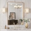 LOAAO 20”X30” Gold Bathroom Mirror, Rounded Rectangle Gold Frame Mirror, Brushed Gold Bathroom Vanity Mirror Wall-Mounted, Anti-Rust, Hangs Horizontally or Vertically - Image 3