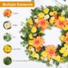 GENMOUS 24Inch Spring Summer Wreath for Front Door, Fall Wreaths with Dahlias and Daisy, Flower Home Wreath Decor for Autumn Thanksgiving Farmhouse Outdoor Indoor - Image 4