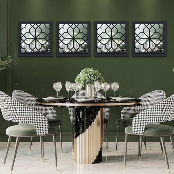 Tatuo 4 Pcs Square Wall Mirror Rustic Farmhouse Decorative Hanging Mirrors for Living Room Bedroom Kitchen Bathroom Entryway, 12 x 12 Inch(Black) - Image 2