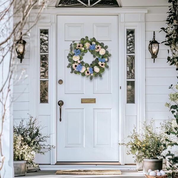 22inch Spring Wreath for Front Door, Easter Wreath Door Decoration with Flower & Eggs,for Front Door, Wall, Farmhouse,Home Decor, Ideal for Easter, Party, Indoor Outdoor Use for Spring - Image 4