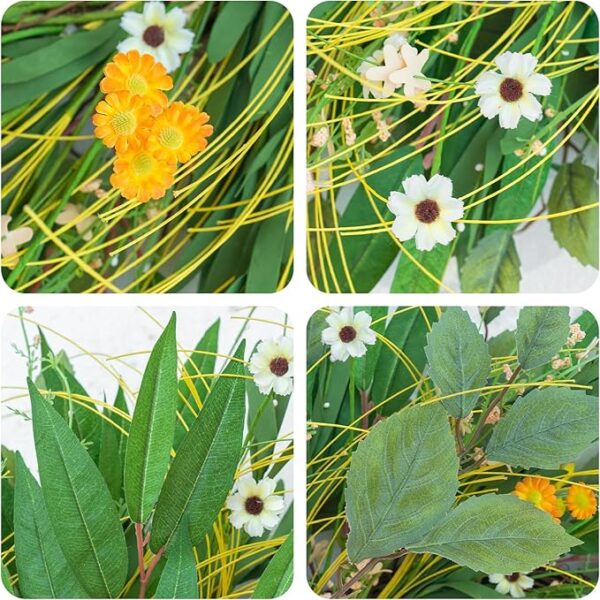 Spring Wreaths for Front Door, Soomeir Summer Green Wreath, Daisy Yellow Green Floral Wreaths,Home Decor Decorations for All Seasons Farmhouse Outdoor Indoors Holiday - Image 2