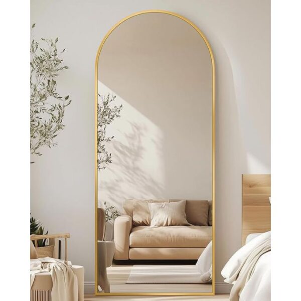 Full Length Mirror, 58"x19" Floor Mirror, Arch Floor Standing Mirror Freestanding Arch Full Body with Stand for Bedroom, Hanging Mounted for Living Room Cloakroom, Gold - Image 4