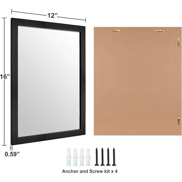 Ruomeng Wall Mirror Rectangle Decorative Mirror 12" x 16" for Entryway, Bedroom, Living Room, Black - Image 5
