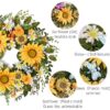 DecorbyHannah Summer Sunflower Wreaths for Front Door Outside All Season, 22 Inch Artificial Flower Spring Door Wreaths with Daisy and Bee, Sunflower Decor for Home Porch, Wedding Housewarming Gifts - Image 3