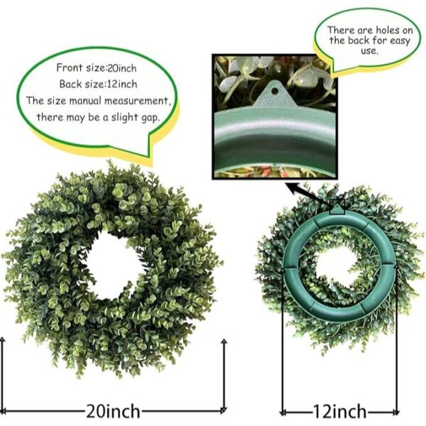 20” Wreaths for Front Door,Spring and Summer Eucalyptus Wreath,Outdoor Green Door Wreath for All Seasons Porch Living Room Bedroom Window Wall Indoor Outdoor Farmhouse Home Decoration - Image 4