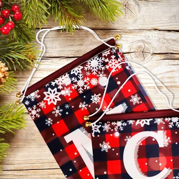 Ivenf Christmas Decorations Outdoor Yard Front Porch Sign Set, Red Black Buffalo Plaid Door Banner, Hanging Merry Christmas Decorations for Home, Indoor Outdoor Xmas Decor Wall Front Door Yard Garage - Image 3